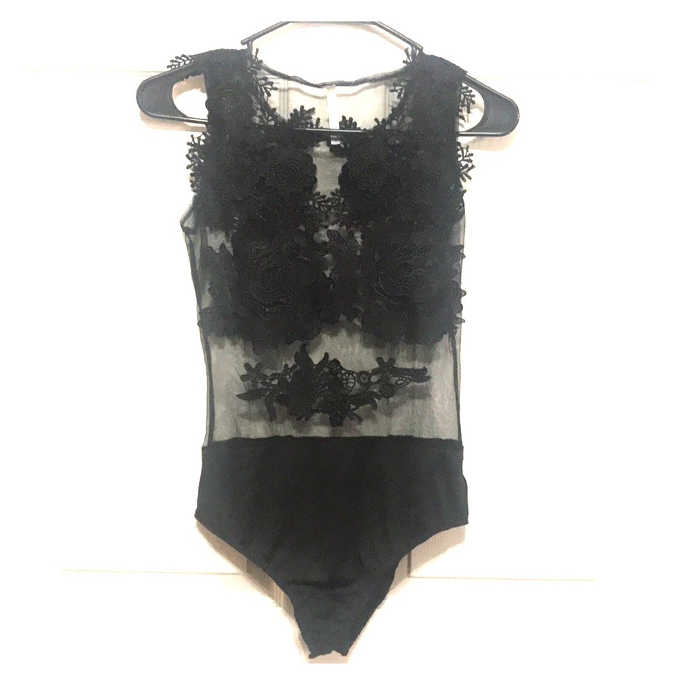 Black mesh bodysuit